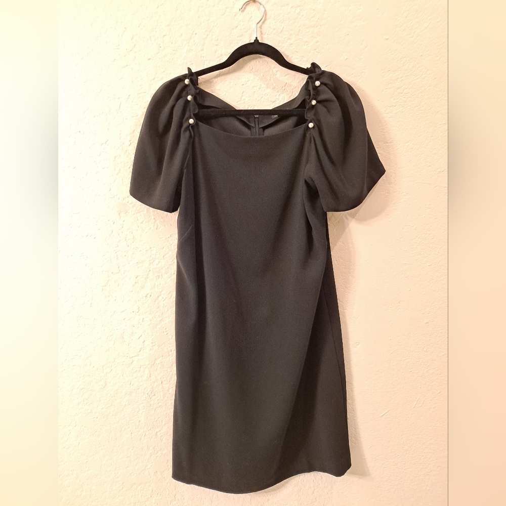 Ann Taylor Black Mini Dress with Pearl Accents